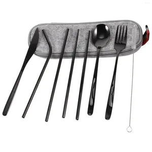 Servis uppsättningar 1 set redskap med bordsartikel förvaring utomhus camping bärbar sked gaffel