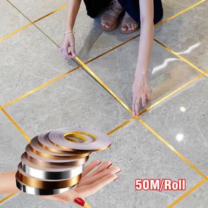 Wall Stickers 0.5/1 5000cm Adhesive Floor Tile Strip Seam Sticker Waterproof Sealing Tape Beauty Stitching Copper Foil