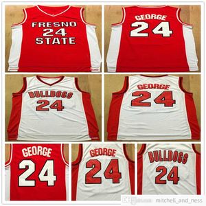 Costureado NCAA Fresno State Bulldogs College Basketball Jerseys Paul 24 George Red White Paulgeorge 24 Universidade Jersey Shirts S-xxl