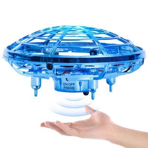 LED lysande handflygande UFO -bollinduktion Interaktiv RC Fly Saucer Magic Frisbee Toys med snurrande bländande ljus