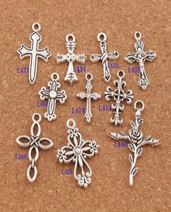 100pcslot Cross Jesus Lobster Claw Clasp Charm Beads Tibetan Silver Floating Fit Bracelet Jewelry Findings Components CM288309285