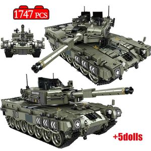 1747 PCS Leopard 2 Principais kits de construção de modelos de tanques de batalha bloqueia o soldado militar da Segunda Guerra Mundial Bicks Toys for Kid Boys