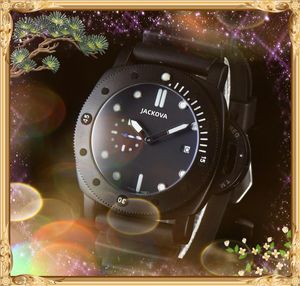 Big Dial Quartz Fashion Mens Time Clock Watches Auto Date Lumious tjocklek Rummi Belt Klocka Business Casual Male Gifts Wristwatch Sub Dial Working Working