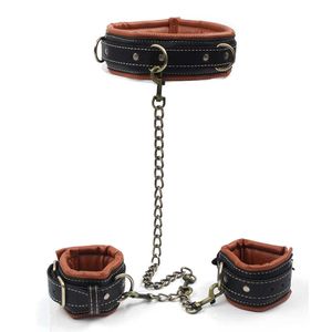 Articoli di bellezza Retro PU Leather Dog Slave Manette Collare al polso Restrizioni a catena Donne Adulte BDSM Bondage Fetish Flirtare Giocattoli erotici sexy