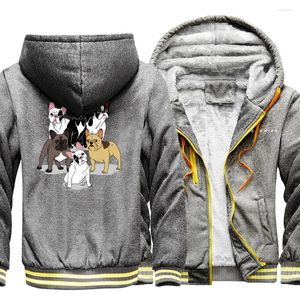 Moletons masculinos francês dachshund pug mass jaquetas quentes casuais com zíper de hip hop com capuz 2023 winter count moda streetwear de moda