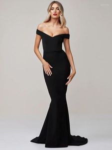 Sukienki imprezowe czarne z ramion formalne sukienki wieczór elegancka, długa, elastyczna, niska krojona syrena ślubna suknia balowa