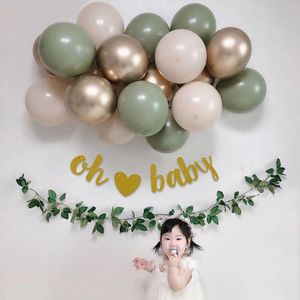 Party Decoration 19pcs/Set Avocado Green Latex Balloons Garland Arch Kit Retro Bean Balloon Set Baby Shower Wedding Birthday Decorations Part