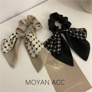 Fashion Grid Ribbon Bow Scrunchies Hair Rope for Women Ponytail Scarf Sweet Elastic Hairs Band Girls Ties Accessories Gifts 1297