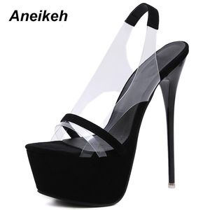 Sandals Aneikeh 2023 Fashion 16 CM Platform High Heels Summer Sexy Slip-On Open Toe Gladiator Party Thin Women Shoes
