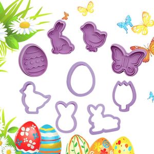 Baking Moulds 1Set Easter Cookie Mold Set Egg Chick Butterfly Plastic Cutter Biscuit Decor Tools