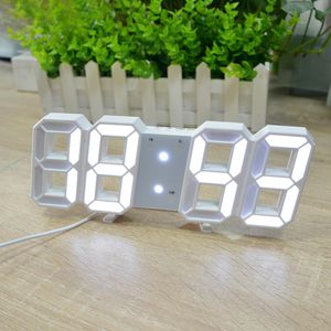 3D LED Display Wall Clock Digital Alarm Clocks Home Living Room Office Table Desk Night