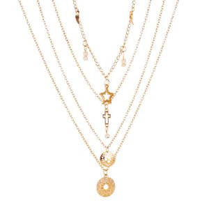 Подвесные ожерелья Creative Star Cross Crosslace Gold Color Vintage Multylayer для женщин ювелирные ювелирные изделия подвески для ювелирных изделий CF3