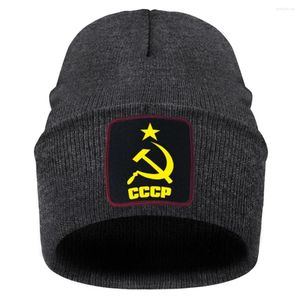 Berets gestrickt Mützen einzigartiger CCCP Russische USSR Sowjetische Druckkappen Mann Woma Winter Casual Skiing Hut Mode Hip Hopging