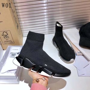 Designer Sock Bute Buty Casual Buty Platforma Mens Knit Socks Black White Treaker Wave Fala Mid-Top Sneakers Botows