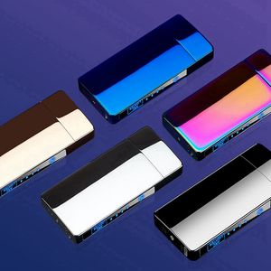 Colorful Zinc Alloy Touch Sensing Double ARC Lighter USB Charge Windproof Dry Herb Tobacco Cigarette Holder Cigar Handpipe Smoking Lighters DHL