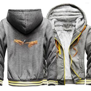 Männer Hoodies Herren Rauchen Vintage Print Hoodie Hip Hop Dicke Kapuze Männlich Casual Zipper Jacke 2023 Winter Warme Mantel lose Streetwear