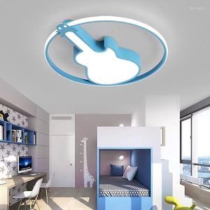 Luzes de teto Lâmpada de personalidade Design infantil quarto Led Guitar Room Light Boy Girl Pink Blue Creative Lamplb32611