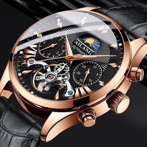 Armbandsur Ailang Top Men's Mechanical Watch Moon Fas Multifunktion Tourbillon Diving Clock Business Style