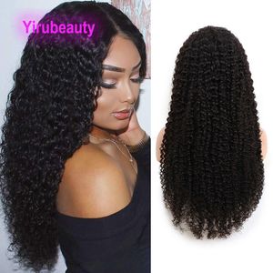 Brazylijskie ludzkie włosy 13x4 koronkowa przednia peruka Kinky Curly 10-34 cala 150–250% gęstość naturalny kolor yirubeauty