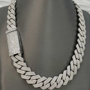 Herrguldkedjor 18mm Iced ut två ton VVS Moissanite Miami Cuban Link Chain S925 Sterling Silver Necklace