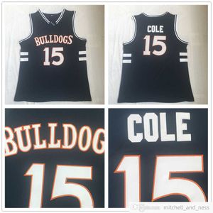 Сшитый баскетбольный колледж баскетбола NCAA #15 Jermaine Cole Bulldogs В флоте синего майки J.cole Рубашки S-XXL