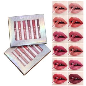 Lip Gloss 6PCS Rossetto europeo e americano Matte Set Water Mist Glaze Liquid Long lasting Shimmer Lipgloss Tint Charming