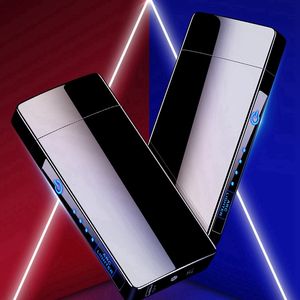 Latest Zinc Alloy Touch Sensing Double ARC Lighter Intelligence USB Charge Windproof Dry Herb Tobacco Cigarette Holder Cigar Handpipe Smoking Colorful Lighters