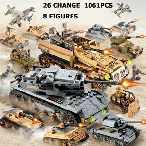 Kits de constru￧￣o de modelos Bloco de constru￧￣o de tanques de 1061pcs Toys mini figuras ve￭culos Aeronaves menino Bloco educacional Compat￭vel com os tijolos legais