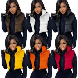 2023 New Trendy Women Padded Vest Coats Cotton Jacket Designer Sleeveless Solid Color Windbreak Thermal Outdoor Puffer Jackets Warm Coat