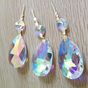 Chandelier Crystal 50mm AB Pendants With Octagon Bead Matel Connector Suncatcher Lamp Hanging Prism Parts Feng Shui Decoration