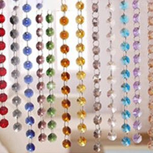 Chandelier Crystal 1m/lot 14mm 2 Holes Octagon Beads Mixed Colors Chain With Silver Rings Chromium DIY & Parts