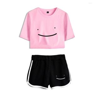 Women's T Shirts Dreamwastaken Tracksuit Female Two Piece Set Summer Short Sleeve Funny Crop Top Shorts Fashion Clothes Women's