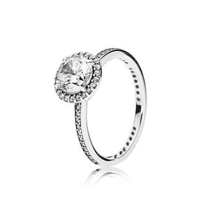 Luxury Designer Real 925 Sterling Silver CZ Diamond Ring med original Box Set Fit Pandora Style Wedding Ring Engagement Jewelry F1812727