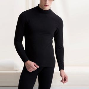 Herr termiska underkläder mode manliga män lång höst vinter turtleneck toppar sätter varma fasta färg tjocka toppar plus storlek l2x 230109