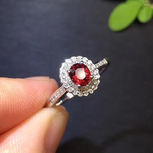 Toca de cluster rubi anel de jóias finas pura 18 k dourado branco natural sangue vermelho pedras preciosas 0,55ct fêmeas diamantes de casamento feminino