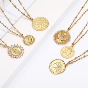 Pendant Necklaces Vintage Coin Necklace For Women Men Gold Long Chain Boho Neckalce Collar Punk Choker Fashion Jewelry 2023 Couple Gift