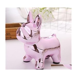 Nyhetsartiklar Pink French Bldog European Ceramic Crafts Piggy Bank Home Decor Cute Ornament Creative Money Box 220425 Drop Delivery DHUB2