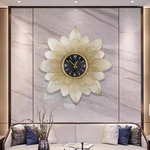 Relógios de parede lotus metal relógio preto redonda moderna design de luxo pendurado relógio mecanismo de ferro forjado relógios