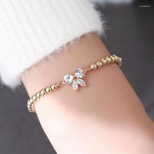 Braccialetti a maglie Moda donna Perline di metallo Semplice fiocco pendente Bracciale Cavigliera Catena Oro Argento Colore Gioielli per ragazze Regalo