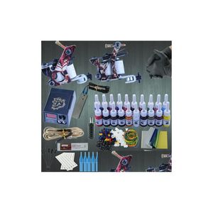 Tattoo Guns Kits Professional Kit 2 Hine Gun 20 Color Inks Power Supply Complete Permanent Make Up Set Drop Delivery Health Beauty T Dhevn