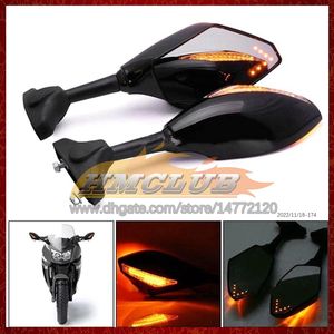 2 X Motorcycle LED Turn Lights Side Mirrors For KAWASAKI NINJA 650R ER-6F ER 6F 650 R ER6F 06 07 08 2006 2007 2008 Carbon Turn Signal Indicators Rearview Mirror 6 Colors