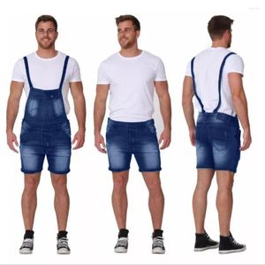 Men's Shorts IN Men's Overall Jumpsuit Jeans Wash Broken Pocket Trousers Suspender Pants Fashion Cargo Suspenders Jumps