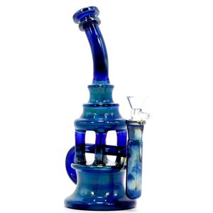 9 inç Gümüş Füme nargile Dab Rig Su Boruları Recycler fıskiye cam kase yağ Bong duman aksesuarı ile