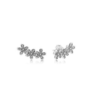 925 Sterling Silver Daisy Flower Stud Earrings for Pandora CZ Diamond Wedding Party Jewelry For Women Girls Girlfriend Gift designer Earring with Original Box