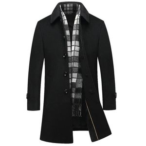 Men's Wool Blends Brand Long Coat Men Fashion Pea Jacket Slim Cotton Winter Jackets Mens en Overcoat abrigo hombre 230107