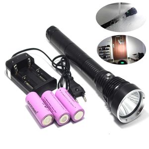 Flashlights Torches Super bright Diving Flashlight IP68 highest waterproof rating Professional diving light Powered by 26650 battery With hand rope 0109