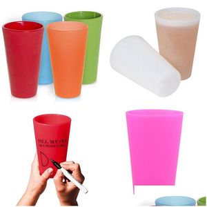 Vingglas￶gon ￥teranv￤ndbar Sile Portable Tryckt utomhus￶l Drinking Cup f￶r resepicknickpool Cam Drop Delivery Home Garden Kitchen D DHWV1