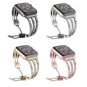 Luxury Bling Armband för Apple Watch Band Ultra 49mm 8 7 6 SE 41mm 45mm Pretty Gift Rostfritt stål Manschettsmycken Watchband Iwatch Strap 40mm 44mm Woman