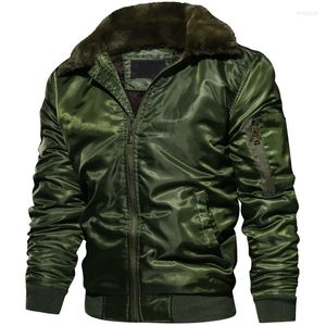 Jaqueta de vôo de inverno masculino de inverno Bombo Bomber Male Vintage Collar de pele Militar LOW Cotton Outwear Casal grossa Parka