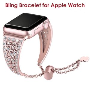 Apple Watch Bands için Lüks Bilezik Ultra 49mm 41mm 45mm Iwatch Serisi 8 7 6 5 SE 4 3 Straps 40mm 44mm Moda Hediyesi Kadın Şık Mücevher Elmas Bileklik